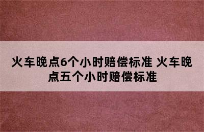 火车晚点6个小时赔偿标准 火车晚点五个小时赔偿标准